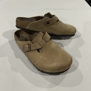 Birkenstock Boston Clogs Slides Shoes Smooth Brown Leather 39 Women’s 8-8.5